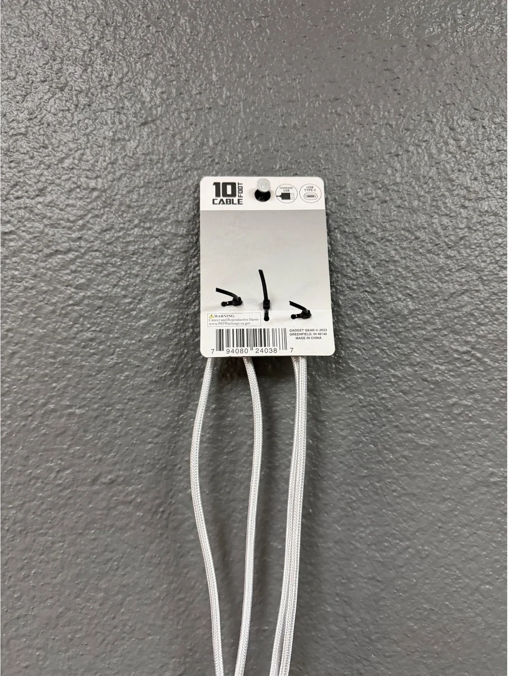 10ft USB-C to USB-A 2A Fast Charging Cable Braided Long Phone Cord Silver NEW